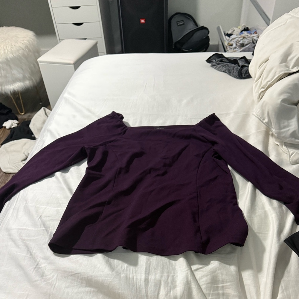 Ann Taylor Deep Purple Long Sleeve Top